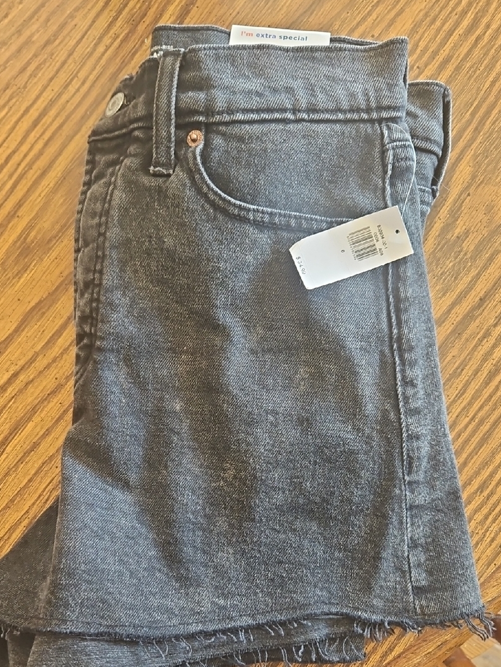 Black Denim Jeans with Raw Hem